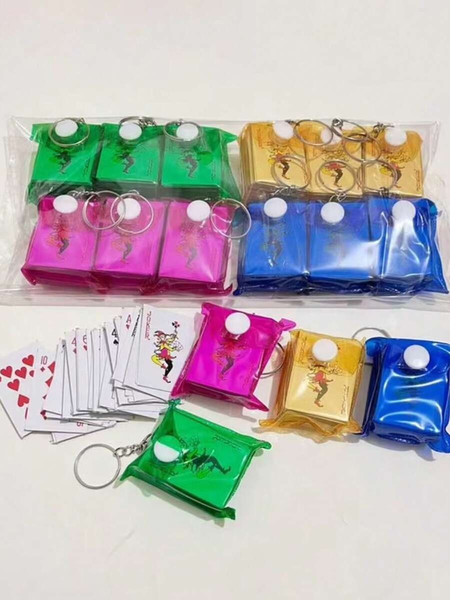 1/4/6/12 piezas Mini Cartas de Juego - ¡Esencial para Fiestas en Dormitorios! Entretenimiento para Reuniones Familiares Juegos de Mesa/Cartas, Llavero de Mini Cartas de Juego de Color Aleatorio con Modelo Divertido, Regalo de Juego Portátil y Lindo, Adecuado para Mujeres, Parejas, Amigos, Vacaciones, Regalos de Cumpleaños, Ocio, Fiestas con Amigos, Cartas de Juego de Entretenimiento para Viajes en Vacaciones, Color Aleatorio (Por favor, confirme el tamaño del producto antes de la compra) - multicolor - Ver 1