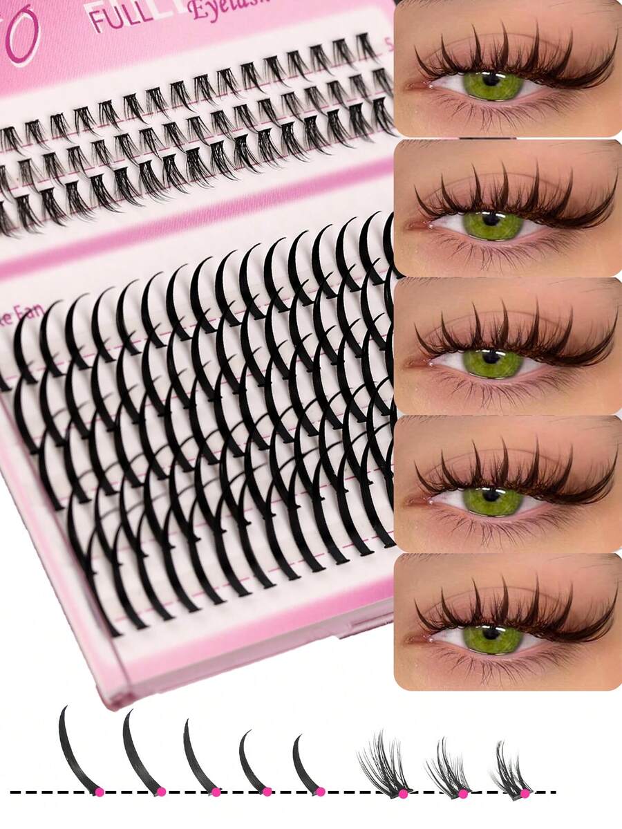 YIDUO Mixed Pointed Fan & Bottom A-Cluster False Eyelashes Set, 5-20mm Mixed Length Faux Mink DIY Segmented False Eyelashes, Lightweight Fluffy Single Lash Extensions, Suitable For Home Makeup - D - View 1