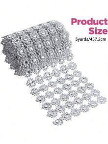 1/5Yards 6 Rows Rhinestone Mesh Fabric, Silver Bling Rhinestone Diamond Flower Shape Mesh Ribbon, Rhinestones For Crafting, DIY, Wedding, Birthday, Party Decorations - Sunflower Rhinestone - View 9