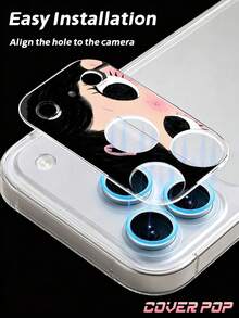 1pc Black Hair Girl Pattern Camera Lens Protector Film, Compatible With Phone 17 Pro/17 Pro Max, Cute & Exquisite Lens Decoration, Enhances Overall Phone Texture, Adds Atmosphere To Photos, Tempered Glass Full Coverage, High Definition & Transparent, Scratch-Resistant & Anti-Fingerprint, Suitable For Phone Cases, Fashionable Gift For Girlfriend Or Best Friend - Clear - View 7