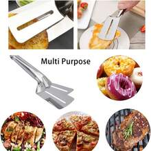 1/2pcs Stainless Steel Multi-Function Steak Grill Tongs, Fish Fryer Spoon Clips, Bread Clips, Suitable For Camping Kitchen Tools - Multicolor - View 8
