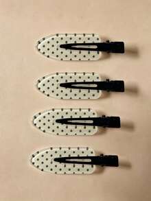12/8/4/1pc Seamless Black & White Polka Dot Hair Clips, Fashionable Bangs & Messy Bun Hair Clips, Suitable For Dates, Beach Vacation, Formal Wear, Outings, Gifts, Versatile Hair Clips For School And Daily Wear - Polka Dot Clip - View 12