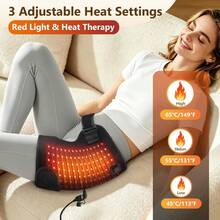 Hailicare Heated Red Light Hip Wrap With 3 Temperature Levels 45℃/55℃/65℃, USB Powered Heating Pad For Hip Thigh Buttock, Adjustable Strap Home Office Relax Heating Support - Black - View 4