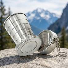 Portable Stainless Steel Cup With Lid - Foldable, Reusable, Multi-Functional Travel Cup, Suitable For Hot Drinks, Outdoor Activities And Sports Occasions, Sports Drink Utensil | Compact Design Cup - Multicolor - View 6