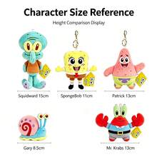 SpongeBob SquarePants Muñeco de peluche colgante con llavero de Bob Esponja, Calamardo, Eugene H. Krabs y Gary, regalo de cumpleaños y Navidad - Multicolor - Ver 3