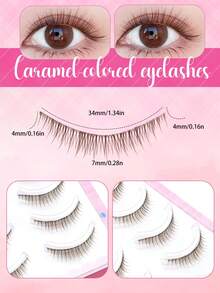 5 Pairs Brown Korean-Style Short 3D Natural Short False Eyelash Clusters, Bare Makeup Eyelashes, Invisible Natural Curl, Innocent Big Eye Eyelashes - Brown - View 4