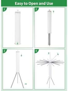 Gugxiom Tendedero Trípode, Tendedero Plegable Portátil, Soporte para Ropa de Interior y Exterior, Ahorra Espacio, para Balcón Dormitorio Lavandería Viaje - Blanco - Ver 6