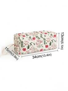 Quilted Floral Hair Dryer Storage Bag, Cute Solid Color Fluffy Makeup Bag, Internal Compartment Fixed Design, Curling Iron Storage Bag, Hair Clip Storage Bag, Makeup Bag, Jewelry Storage Bag, Travel Zipper Small Bag, Multi-Functional Storage Bag With Handle, Hair Dryer Holder, Hair Styling Tool Storage Bag, Styling Tool Bag, Portable Travel Storage Bag, Suitable For Cosmetics, Skincare Products, Curling Irons - Rose-red Flowers - View 11
