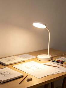 1pc White LED Round Base Desk Lamp, USB Rechargeable LED Desk Lamp, Eye-Protection Reading Light, LED Desk Lamp, Desk Lamp, Rechargeable/Plug-In Optional, 3-Level Adjustable Brightness, Switchable White/Neutral/Warm Light Modes, With Night Light Function, Effectively Protects Eyes, Ideal For Home Office Reading And Learning, Suitable For Dorm, Bedroom, Home, Christmas, Easter, Night Light, Lampshade, Book Light, Bedroom Lighting, Desk Lamp, Reading Light, Reading, Office Supplies, Bedroom, Light, Eye-Protection Reading Light, Battery Capacity 800mAh. - Round Base Table Lamp - View 7