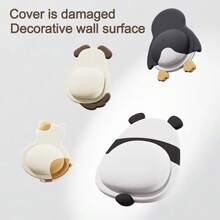 1pc/4pcs Cute Cartoon Door Stopper Anti-Collision Pad, Soft Rubber Sticker, Refrigerator Back Wall Buffer Pad - A - View 4