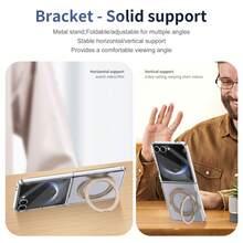 VIETAO 360度旋轉隱形支架透明材質手機殼，適用於 Galaxy Z Flip 8 7 6 5，附強化玻璃螢幕保護貼 - 金色 - 查看 5
