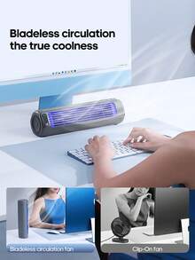 kinscoter 1件裝 2000mAh 可充電多功能桌上型風扇，壁掛式冷風機，便攜式塔扇，電動桌上旅行配件，戶外廚房露營空氣循環冷風機 - 塔扇式 - 查看 6