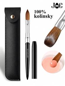 1PC Size 2-18 Kolinsky Acrylic Nail Brush With Leather Case, Professional Sable Nail Art Brush For Acrylic Powder & Extension Gel - Black - View 2