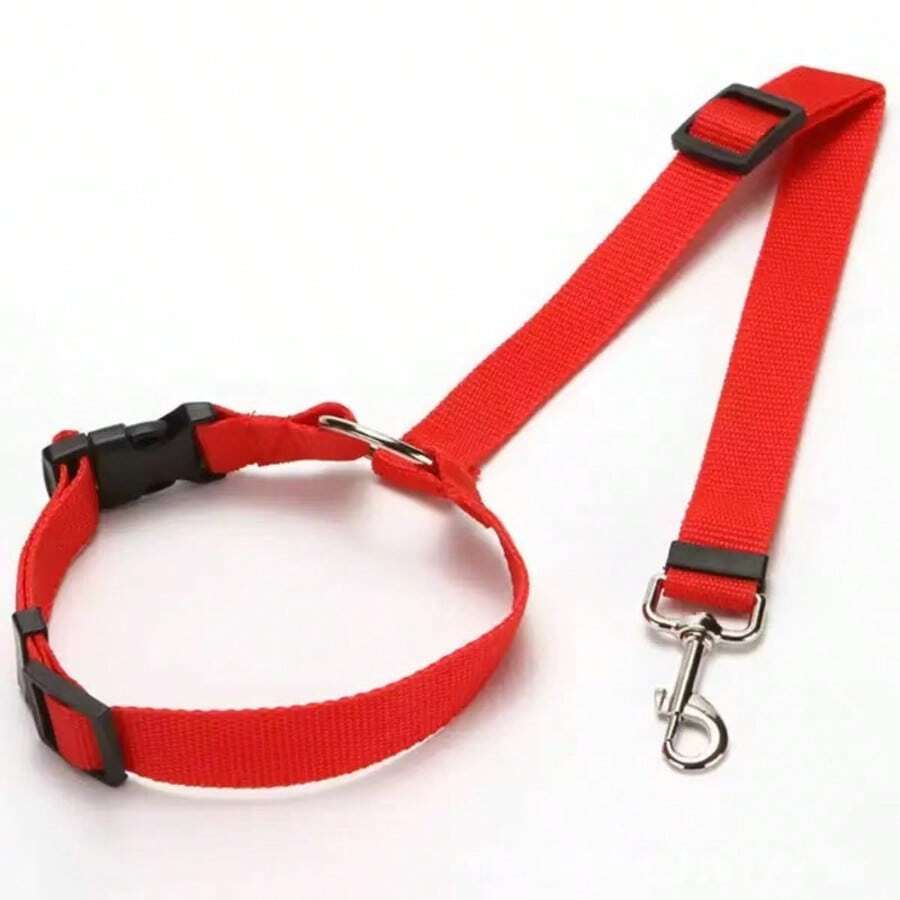 1pc Premium Pet Car Safety Belt, Adjustable Headrest Leash With Chest Harness Buckle, Suitable For Small And Medium Dogs, Essential For Self-Driving Trips - Multicolor - View 1