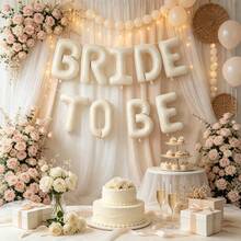 9件組 16英吋奶油白色「BRIDE TO BE」字母氣球，婚禮派對裝飾，適合新娘婚前派對、訂婚儀式與夏季活動，婚禮佈置 - 查看 4