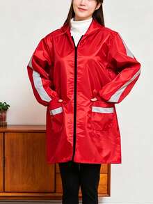 Hooded Waterproof Apron, Practical Minimalist Panda Print Design, Windproof And Oil-Resistant, Reflective Strip For Safety, Suitable For Cooking, Cycling, And Daily Chores! - Women's Raincoat - View 9