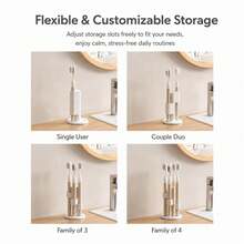 1pc Rotating Toothbrush Holder, Multi-Function Divided Storage Organizer, Non-Slip Electric Toothbrush Storage Bin, Suitable For Bathroom Sink Countertop, Office Desk Pen Holder - White - View 3