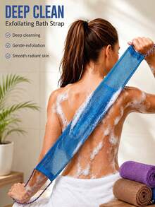 Long Handle Mesh Bath Brush, Exfoliating Bath Strap With Woven Rope, Double-Sided Shower Body Brush, Deep Cleansing And Dead Skin Removal, Easy To Clean, Suitable For Men And Women - Multiple Styles - View 1