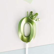 HIBIRTH 1pc Green Crown Number Candle Cake Decoration, Number 0-9 Candle, Indoor Wish Number Candle, Birthday Party Celebration Baking Plug-In - View 14