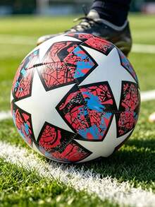 1pc Size 5 Soccer Ball, Vibrant Colorful Design, PVC Machine Stitched Panels, For Training, All-Terrain Use, Soccer Accessories, Dynamic Sports Design - Multicolor - View 3