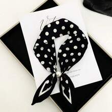 Classic Fashion Polka Dot Magnetic Buckle Design Women's Scarf, Spring And Summer New Elegant Printed Scarf, Multi-Functional Scarf, Suitable For Office, Daily, Travel, Perfect Gift For Her, Fashion Accessory - A - View 11
