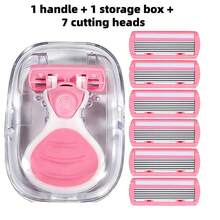 Portable Travel Women's Razor, 6-Layer Lubricated Blades Shaving Razor, Suitable For Underarm And Intimate Area Hair Removal, Painless And Close Shave, Foldable All-In-One 6-Blade Razor, Designed Specifically For Women, Face Razor, Wax Hair Removal - Multicolor - View 2