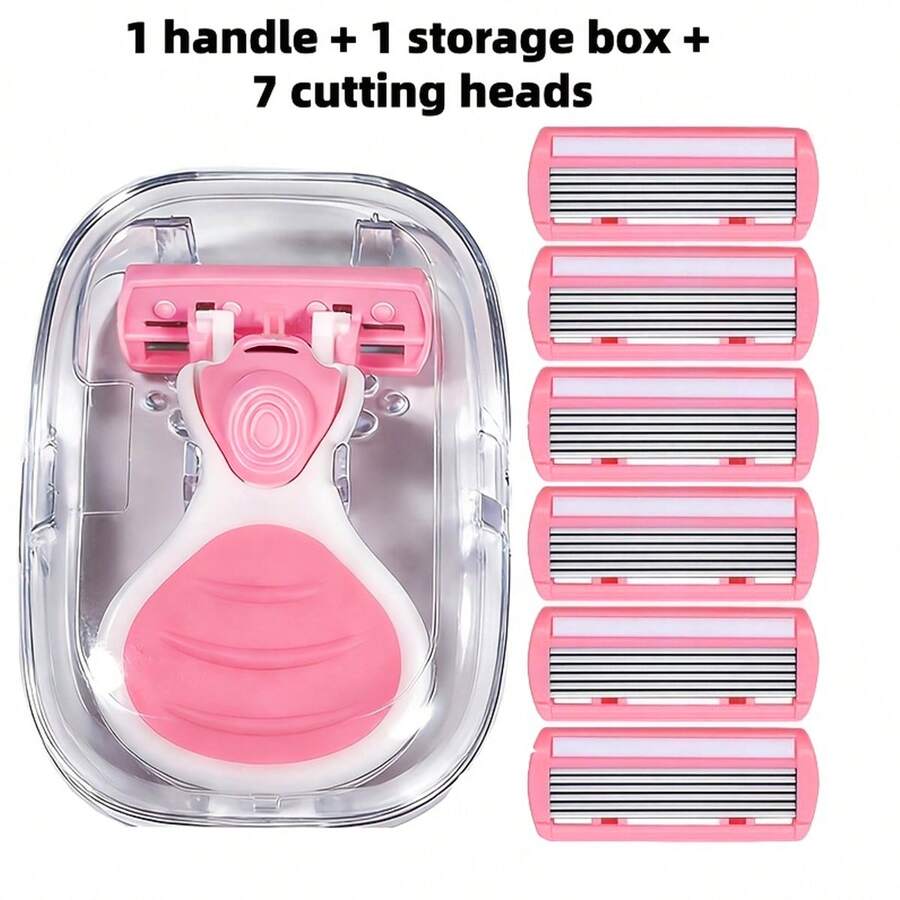 Portable Travel Women's Razor, 6-Layer Lubricated Blades Shaving Razor, Suitable For Underarm And Intimate Area Hair Removal, Painless And Close Shave, Foldable All-In-One 6-Blade Razor, Designed Specifically For Women, Face Razor, Wax Hair Removal