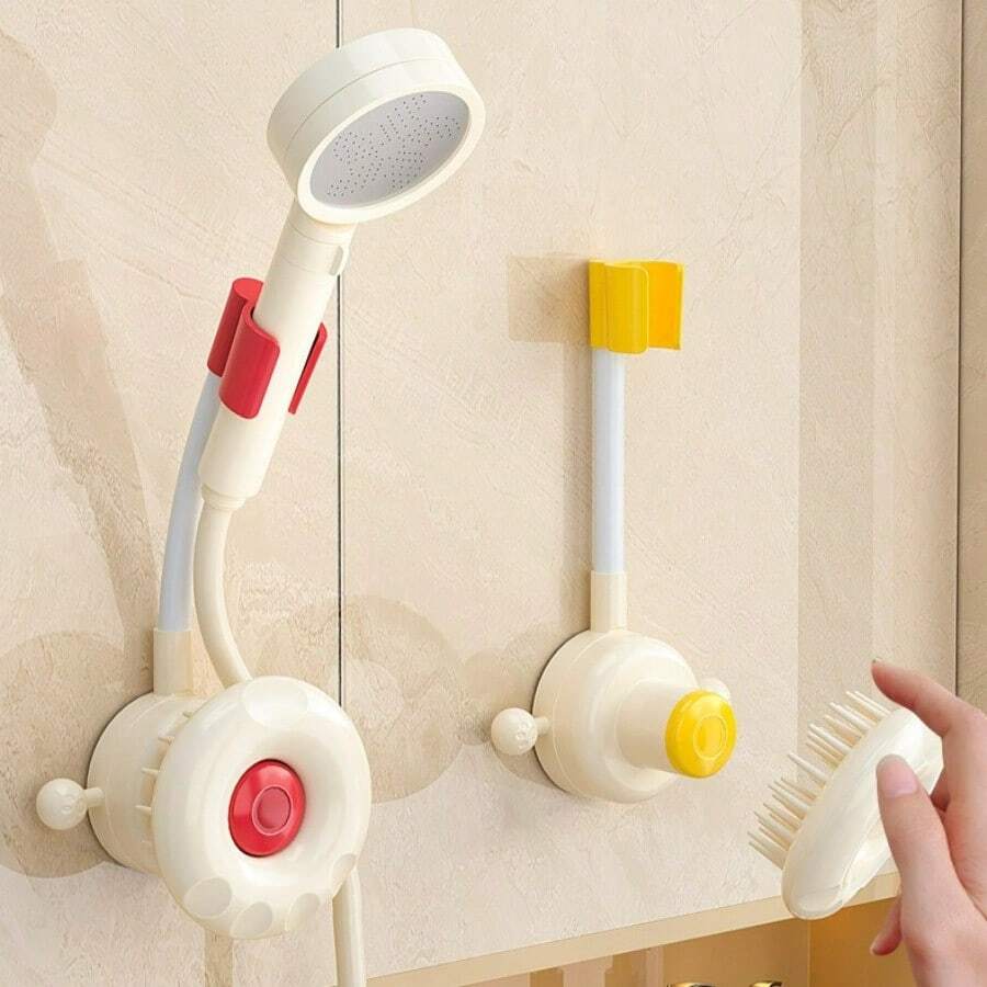 1pc Dopamine Shower Head Holder, No-Drill Adjustable Shower Head Brush Multi-Function Combination Rack Shower Head Fixer - Multicolor - View 1