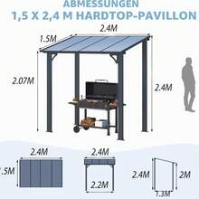 YODOLLA Black Steel Pergola For Terrace & Garden. Hot-Dip Galvanized, Wind-Resistant Up To 127 Km/H – Simply Robust. - 2.4 X 1.5 M - View 3