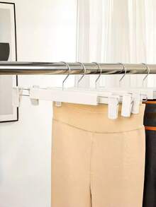 1/5/10pcs Pants Hanger, Pants Rack, Seamless Non-Slip Expandable Closet Storage Rack, Pants Clips, Decoration, Holiday Decor, Room Decor, Home Decor, Bedroom Decor, Skirt, Jeans, Boots, Skirt - White - View 4