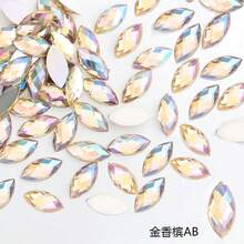 100顆/包 7*15mm 橄欖形水鑽，壓克力銀色底平背水鑽，尖頭橄欖形不對稱無孔水鑽，適用於舞蹈服裝、包包、鞋子DIY裝飾 - C - 查看 19