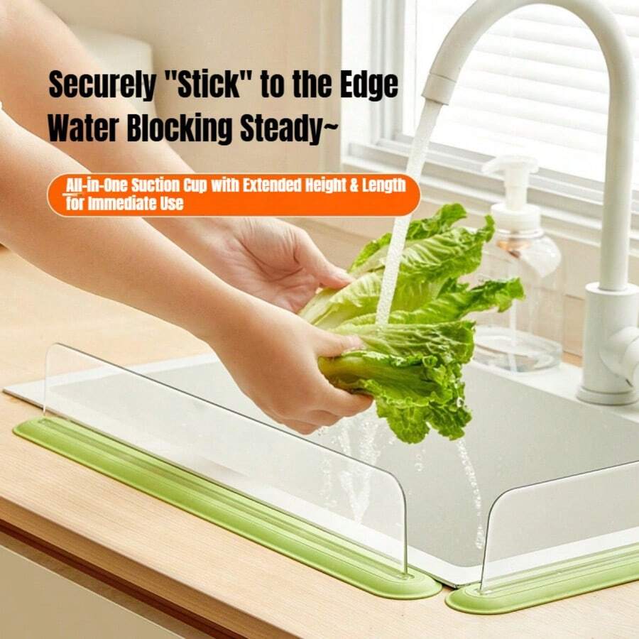 3pcs Premium Silicone Suction Cup Splash Guard Bathroom Sink Splash Guard Kitchen Sink Splash Guard Faucet Splash Guard Integrated Suction Cup Splash Guard Kitchen Countertop Splash Guard Bathroom Extended Sink Splash Guard Cleaning Countertop Glass Tile Squeegee Board Special Offer (Splash Guard + Squeegee Board 2pcs Set)