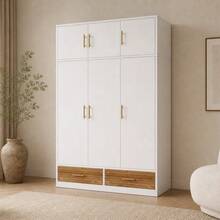 3-Door Wardrobe With Top Shelf, Bedroom Wardrobe - 白色 - 查看 4