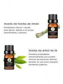Kit De 6 Aceites Esenciales 100% Natural Para Difusor Y Spa - Perfume avanzado para difusor, humidificador y aromaterapia -Té, Menta, Lavanda, Eucalipto, Lemongrass, Naranja., usado para relajar y mejorar el estado de ánimo - Múltiples aromas - Ver 6