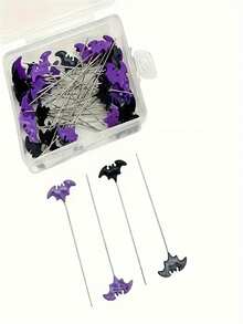 100pcs Bat Flat Head Pins For Handmade DIY Sewing, Patchwork, And Holiday Crafts - A - View 2