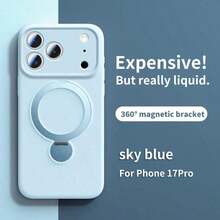 Moyork 液態矽膠手機殼，兼容 16 Pro Max，磁吸支架保護殼，15 Pro 鏡頭全方位保護，防摔，14 PM 超薄，男女通用極簡風，13 高級液態矽膠支架殼，兼容 16 Pro Max、16 Pro、15、17 Pro Max、13 Pro，軟殼，無線充電，Air 17 Pro Max，女款，15 PM 防摔保護殼，14 磁吸支架，13 Pro 鏡頭全方位保護，Air - 天藍色 - 查看 3