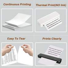 100/200 Sheets A4 Thermal Printer Paper,A4 Thermal Paper,210*297 Mm,Compatible With Most Thermal Portable Printer,Continual Feeding Folded Printing Paper,For School Or Work, Printing Files,Picture - A4 - View 6