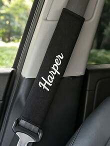 1pc Car Seat Belt Shoulder Pad, Customizable With Your Personalized Name Text Embroidery, For Comfortable Driving, Car Seat Belt Cushion, Vehicle Interior Accessory, Minimalist Design, Durable Material, All-Season Use, Cover - Multicolor - View 2