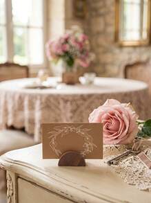 Cirelle Wooden Table Number Holders, Wedding Table Number Holders, Semi-Circular Wooden Table Card Holders, Suitable For Offices, Photos, Menus, Banquets, Parties, Restaurants, Retail Stores, And Event Decorations - Multicolor - View 5
