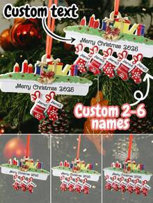 Custom Candle Socks Christmas Ornament, Personalized 2-6 Names Tree Pendant, DIY Holiday Decoration, Christmas Decoration, Family, Kids, Boys, Girls - Style a - View 1