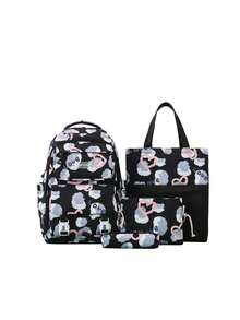 2026 Cute Colorblock Women's Backpack, Multi-Pocket Nylon Student Backpack, Girls Cute Laptop Backpack Set - Multicolor - View 11