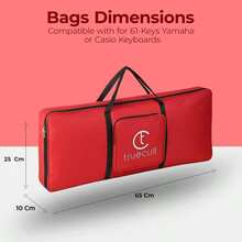 True Cult 37 Key Keyboard Bag Compatible With  PSS-E30, PSS-F30  37 Keys Keyboard Padded Polyester Keyboard Case Waterproof Dustproof Carry Bag With Shoulder Strap Red - Red - View 4