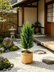 1pc Artificial Pine Tree, Faux Greenery With Natural Trunk, Pointed Base Design For Direct Planting, Low Maintenance Yard Landscaping, Home Decor, Holiday Atmosphere, Pot Not Included (3 Shovels Need To Be Purchased Separately) - Multicolor - View 9