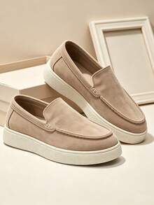 Men's Casual Shoes Suede Loafers Classic British Style Lightweight Soft Flat Shoes - Apricot - View 3