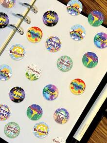 500pcs Original Fun Round Stickers, Suitable For Office Organization, Desk Storage, Calendar, Envelope And Luggage Decoration, Easy To Peel And Stick, Perfect Gift For Friends And Travel Enthusiasts, PVC Material - Multicolor - View 9