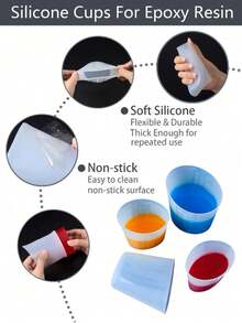 Silicone Measuring Cups, Reusable Silicone Stirring Cup Set/Stirring Stick . Capacities Are 250ml And 500ml. Suitable For Melting, Mixing, Extruding, Pouring, And Casting. Extrudable, Kneadable, And Easy To Clean. Ideal For Making Molds And Candles. - Silicone Cup - View 11