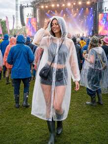 2pcs/1pc Lightweight EVA Raincoat With Reusable Zipper Storage Bag, Packable Waterproof Hooded Rain Poncho For Women & Men, Football Games, Stadium Fans, Marathon Spectators, Music Festivals, Theme Parks, Concerts, Travel, Camping & Car Emergency - Multicolor - View 2