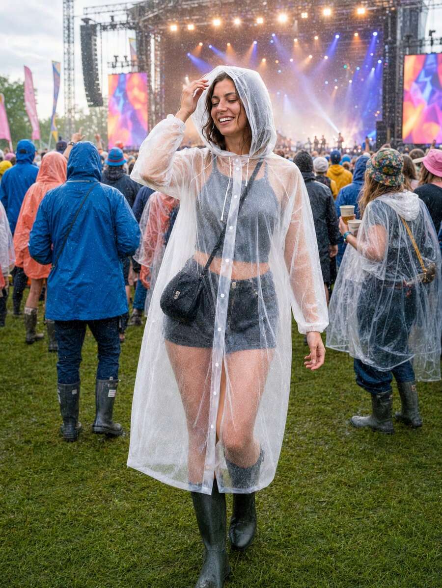 2pcs/1pc Lightweight EVA Raincoat With Reusable Zipper Storage Bag, Packable Waterproof Hooded Rain Poncho For Women & Men, Football Games, Stadium Fans, Marathon Spectators, Music Festivals, Theme Parks, Concerts, Travel, Camping & Car Emergency