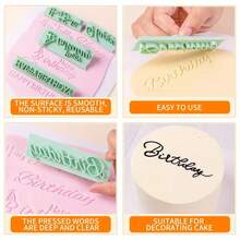 8pcs Birthday Greeting Cake Text Stamp Set, Anniversary Celebration Handwritten Letter Cutting Tool Kit, DIY Cake And Pastry Decoration, Embossed Stamp, Baking Supplies - View 5