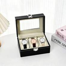 3/6/10/12 Grid Wooden Watch Storage Box With Glass Lid, Black/Walnut Color Watch Display Storage Box, Dust-Proof Velvet Lining, Men's And Women's Watch Collection Box, Birthday Christmas Gift, Halloween Gift, Christmas Gift - Black - View 9